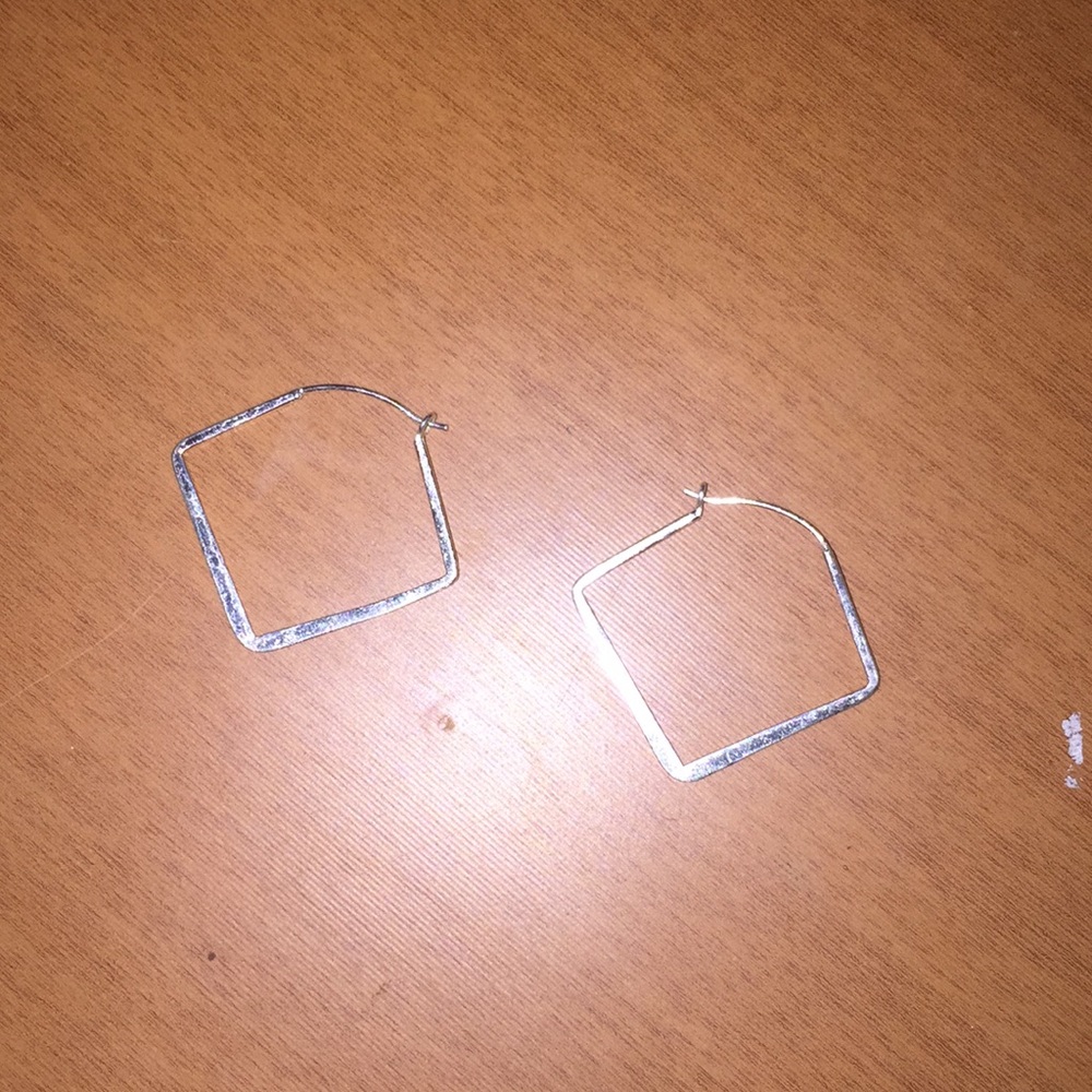 Silver square earrings